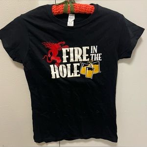Gildan Women's Black 'Fire in the Hole' Graphic Tee